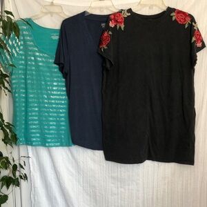 LANE BRYANT MARKET SPRUCE & WINDSOR lot of 3 casual tops black teal navy SZ 1X